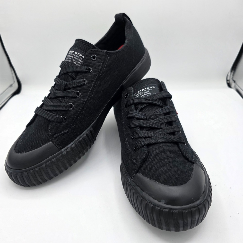 Levi's Womens Black Canvas Low Top Sneakers Casual Lace Up Shoes Size 8